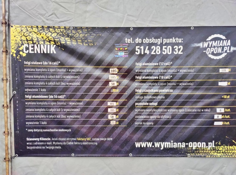Wymiana opon za dawnym Tesco